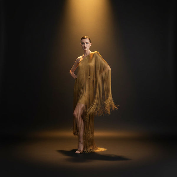 Robe de soirée à franges élégante et fluide