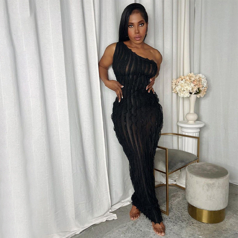 Robe Obsidienne — Robe Fourreau Dos Nu Taille Haute Sans Manches