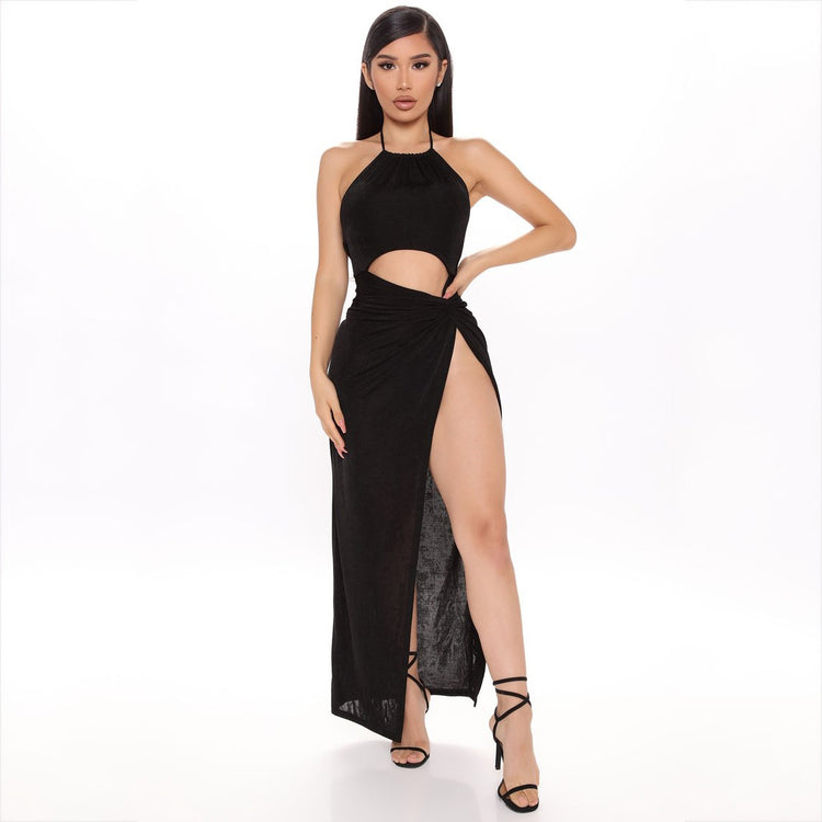 Jupe Lacet — Jupe Longue Halter à Découpes & Lacets Ajustables