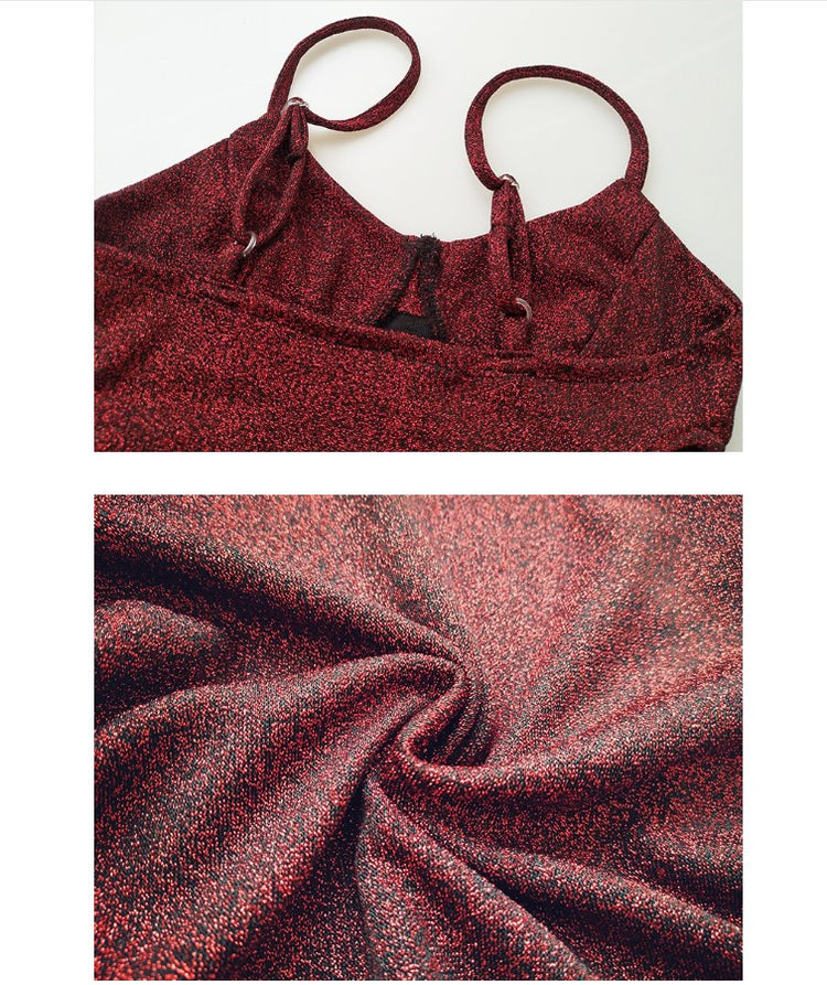 Robe Lumière — Robe Courte Bandage Soie Dorée Col V à Bretelles