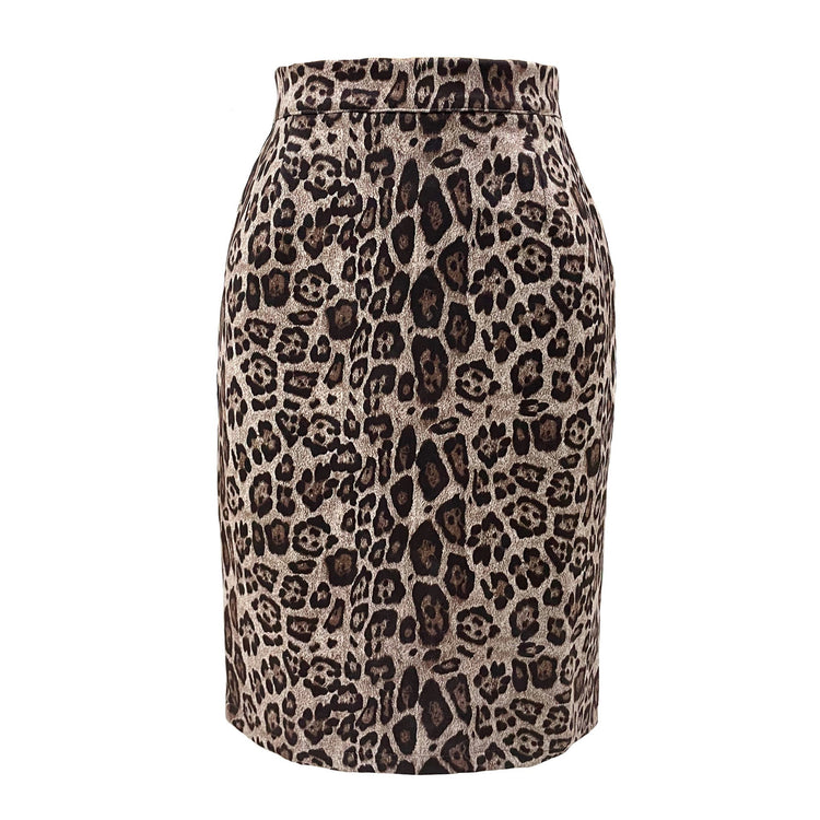 Jupe Savane — Jupe Courte Léopard en Suède Doux Taille Haute