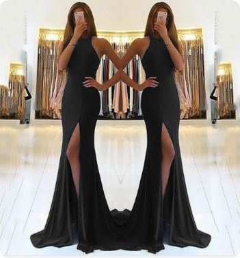 Robe Nuit — Robe Longue de Soirée à Encolure Halter & Découpes