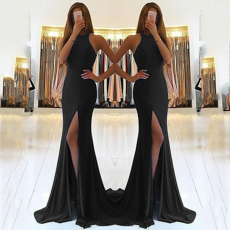Robe Nuit — Robe Longue de Soirée à Encolure Halter & Découpes