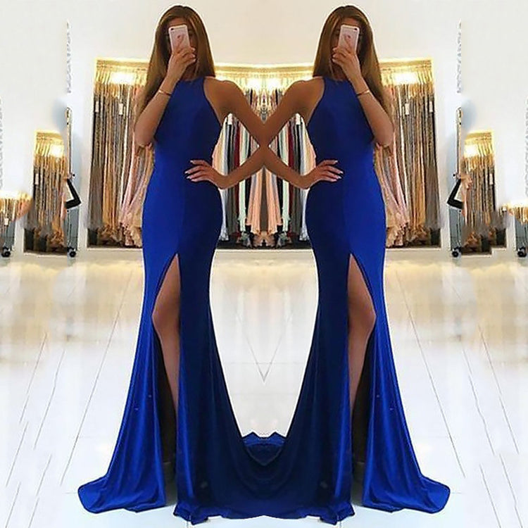 Robe Nuit — Robe Longue de Soirée à Encolure Halter & Découpes