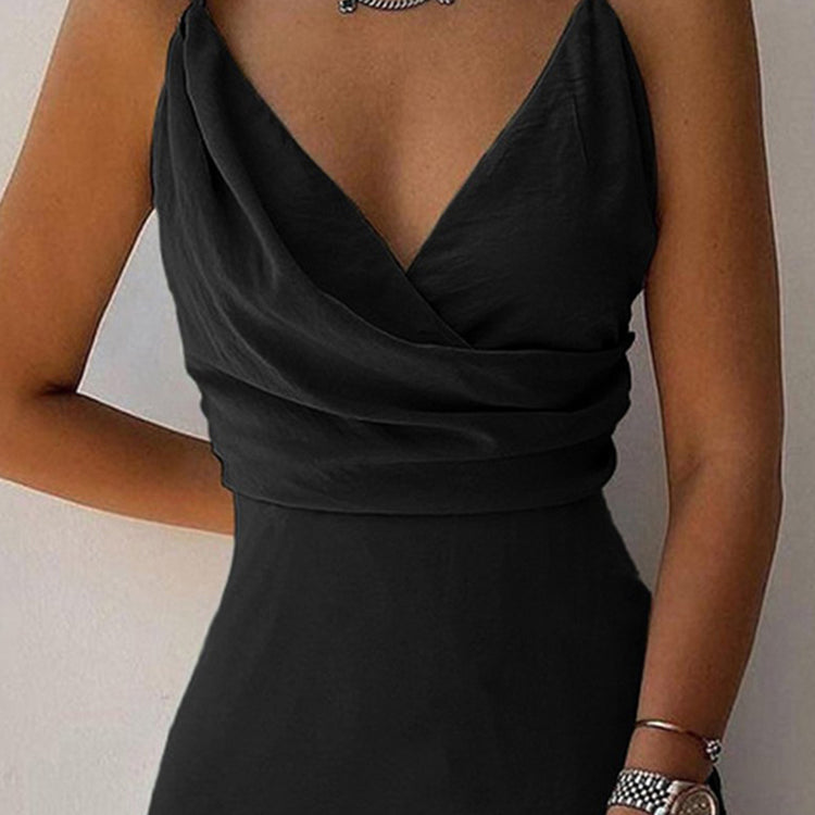 Robe Brezza — Robe Midi à Bretelles Col V & Fente Irrégulière
