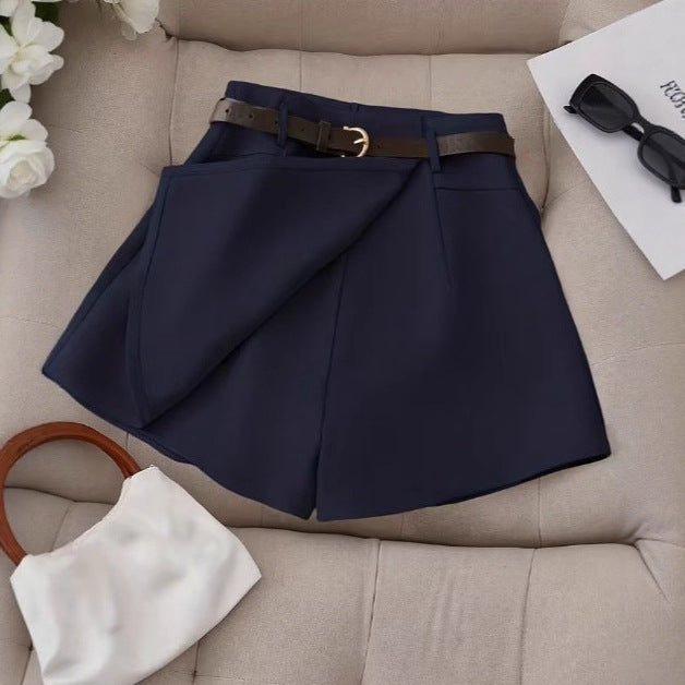 Short Rubis — Short Taille Haute Évasé avec Ceinture Cuir