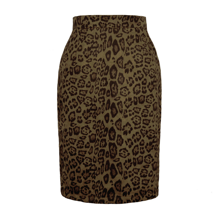 Jupe Savane — Jupe Courte Léopard en Suède Doux Taille Haute